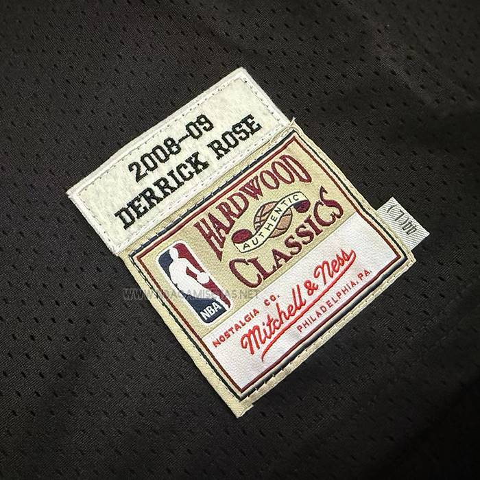 Camiseta Chicago Bulls Derrick Rose NO 1 Mitchell & Ness 2008-09 Negro